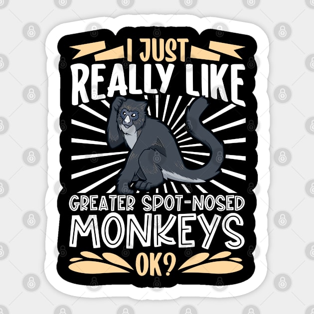 I just really love Greater Spot-Nosed Monkeys Sticker by Modern Medieval Design